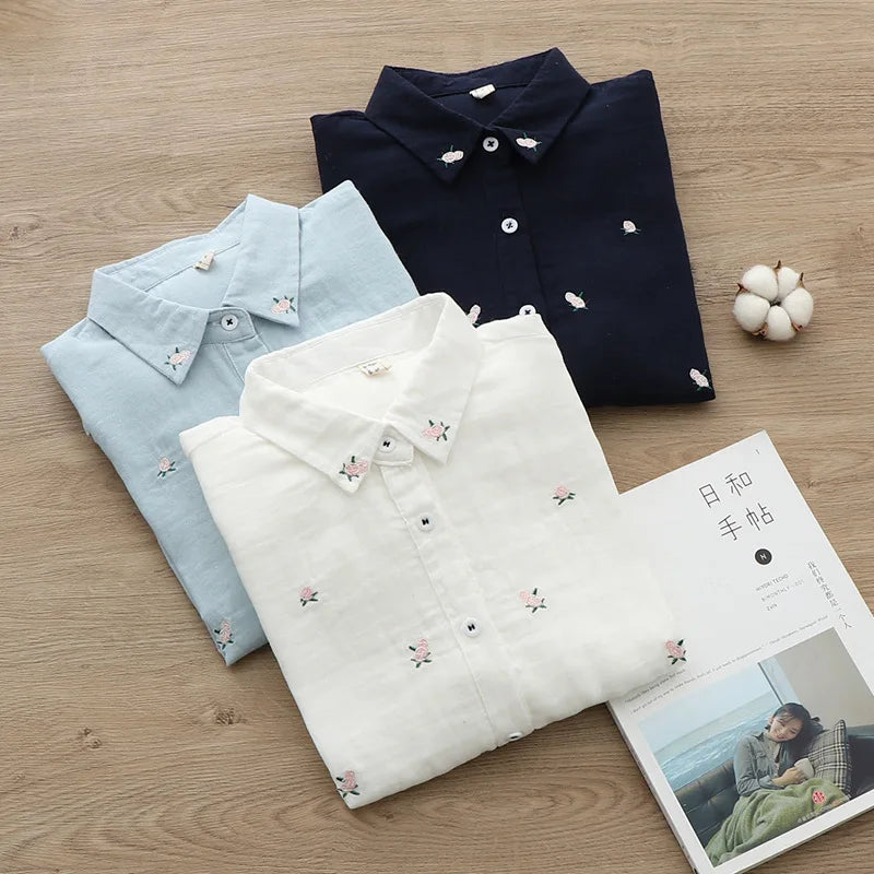 Women's Floral Collared Long Sleeve Shirt