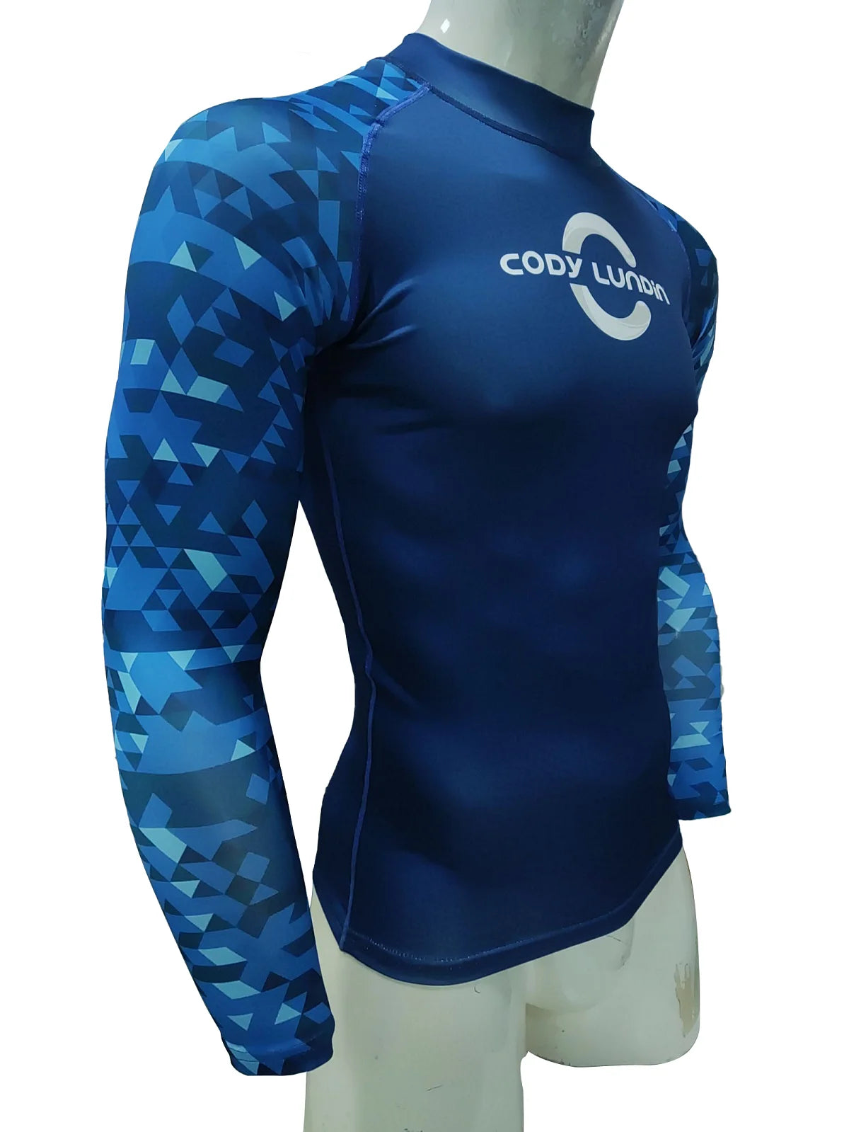 Graphic Long Sleeve Crew Neck Rash Guard Swim Top