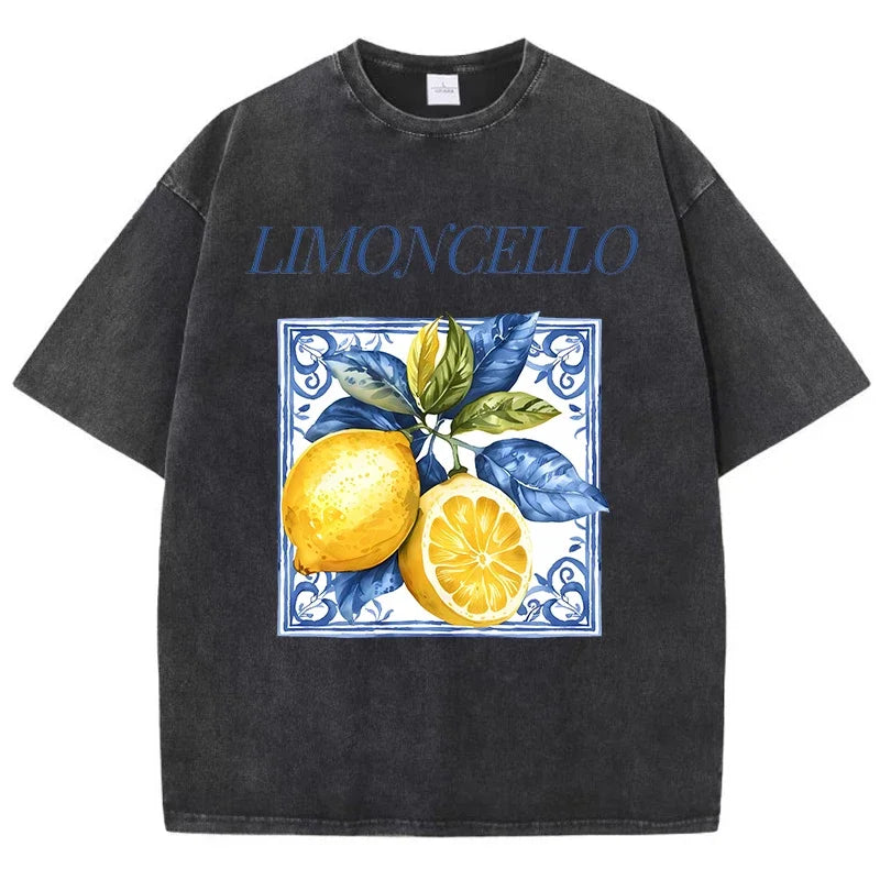 Printed Washed T-shirt Men's Cotton T-shirt Round Neck Comfortable Streetwear Men's Casual Summer Wear