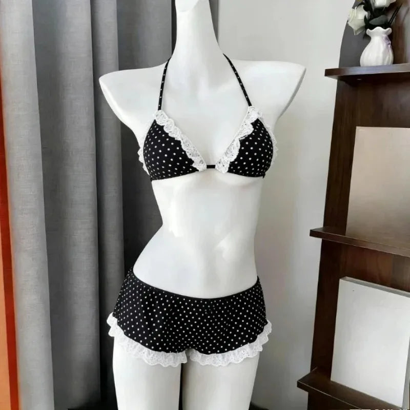 Ruffle Detail Printed Halter Bikini