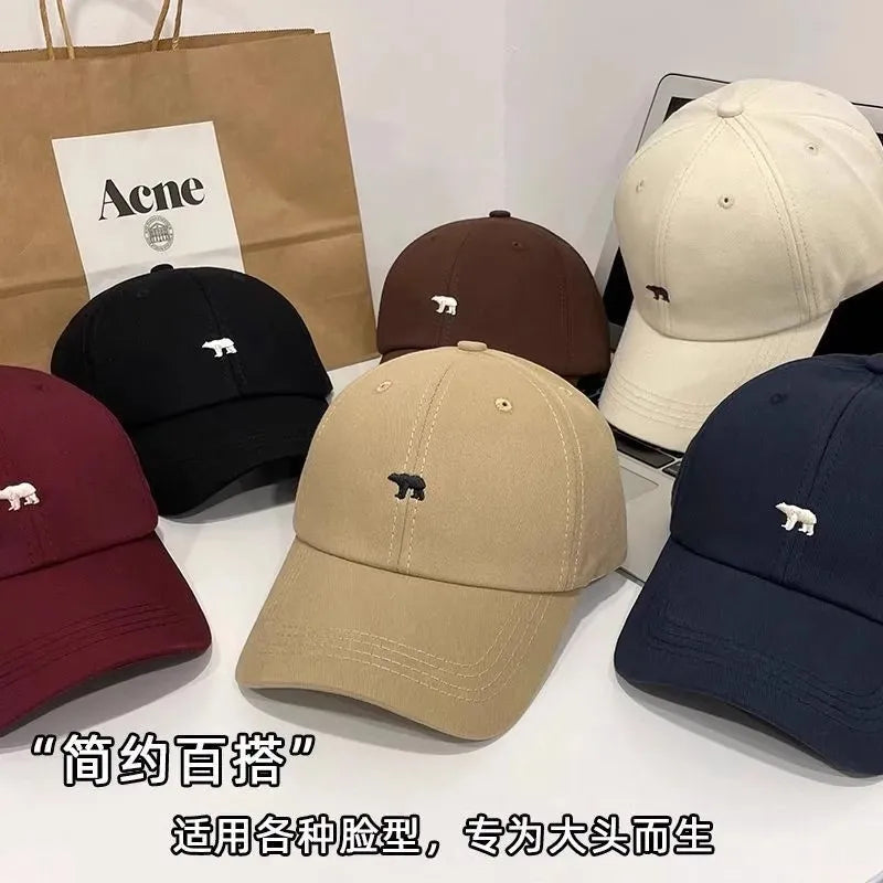 Bear Embroidered Baseball Cap with Adjustable Back Strap