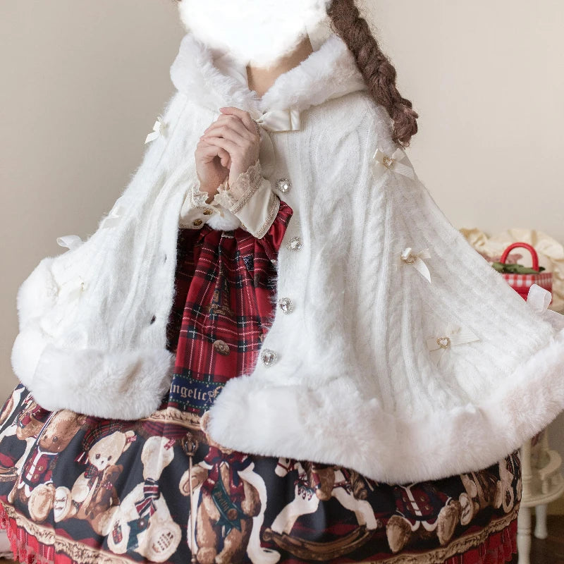 Hooded Bow Ruffle Cape for Layering over Outfits