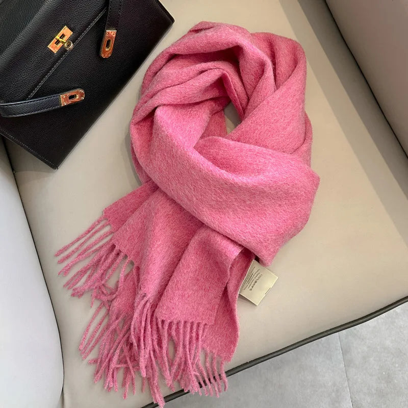 Solid Long Fringed Scarf for Neck and Wrap Styling