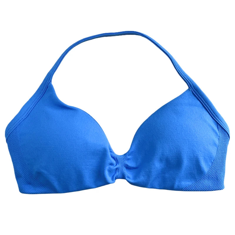 Women's Ruched Halter Neck Sports Bra