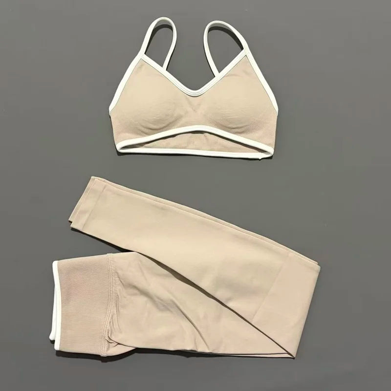 Women's Strappy Bra And Shorts Yoga Set For Workout Outfits