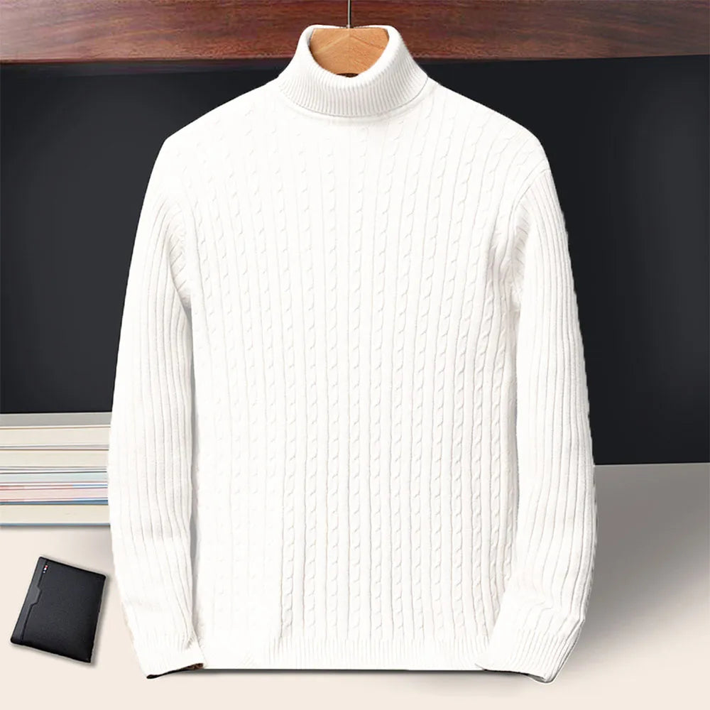 Men's Ribbed Turtleneck Long Sleeve Knit Sweater