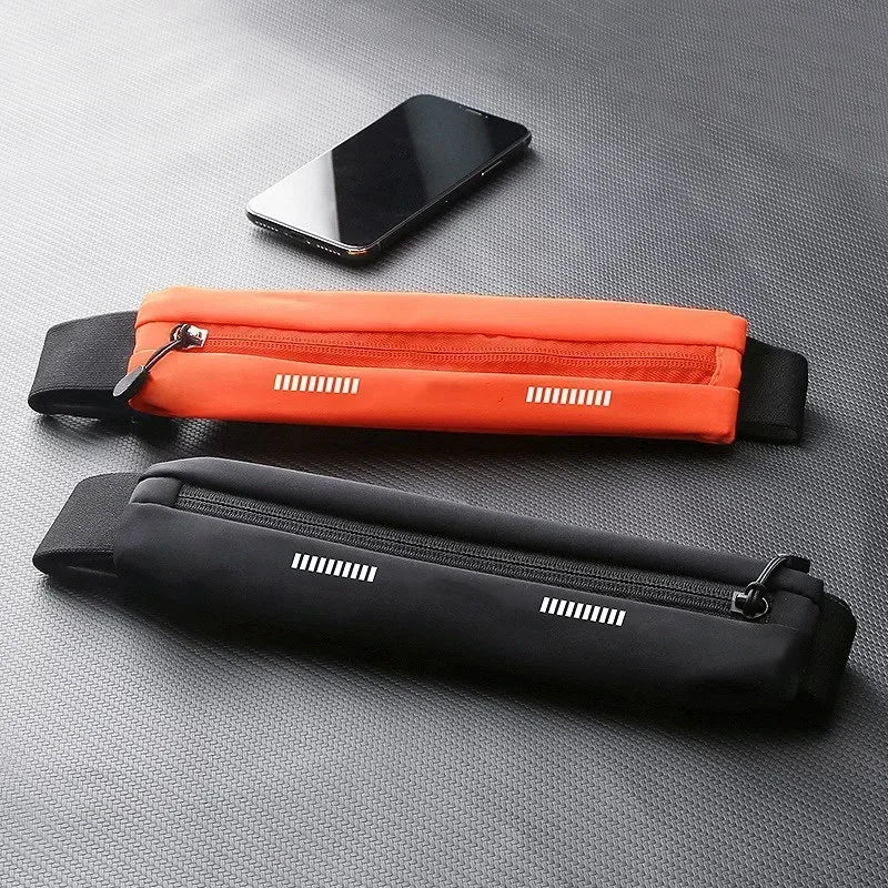 Slim Running Waist Bag with Zippered Front Storage
