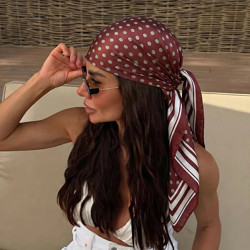 Polka Dot Square Scarf for Hair and Neck Styling