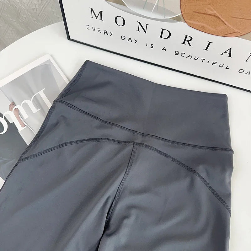 Women's High Waist Nylon Blend Flared Workout Pants with Fitted Upper Legs