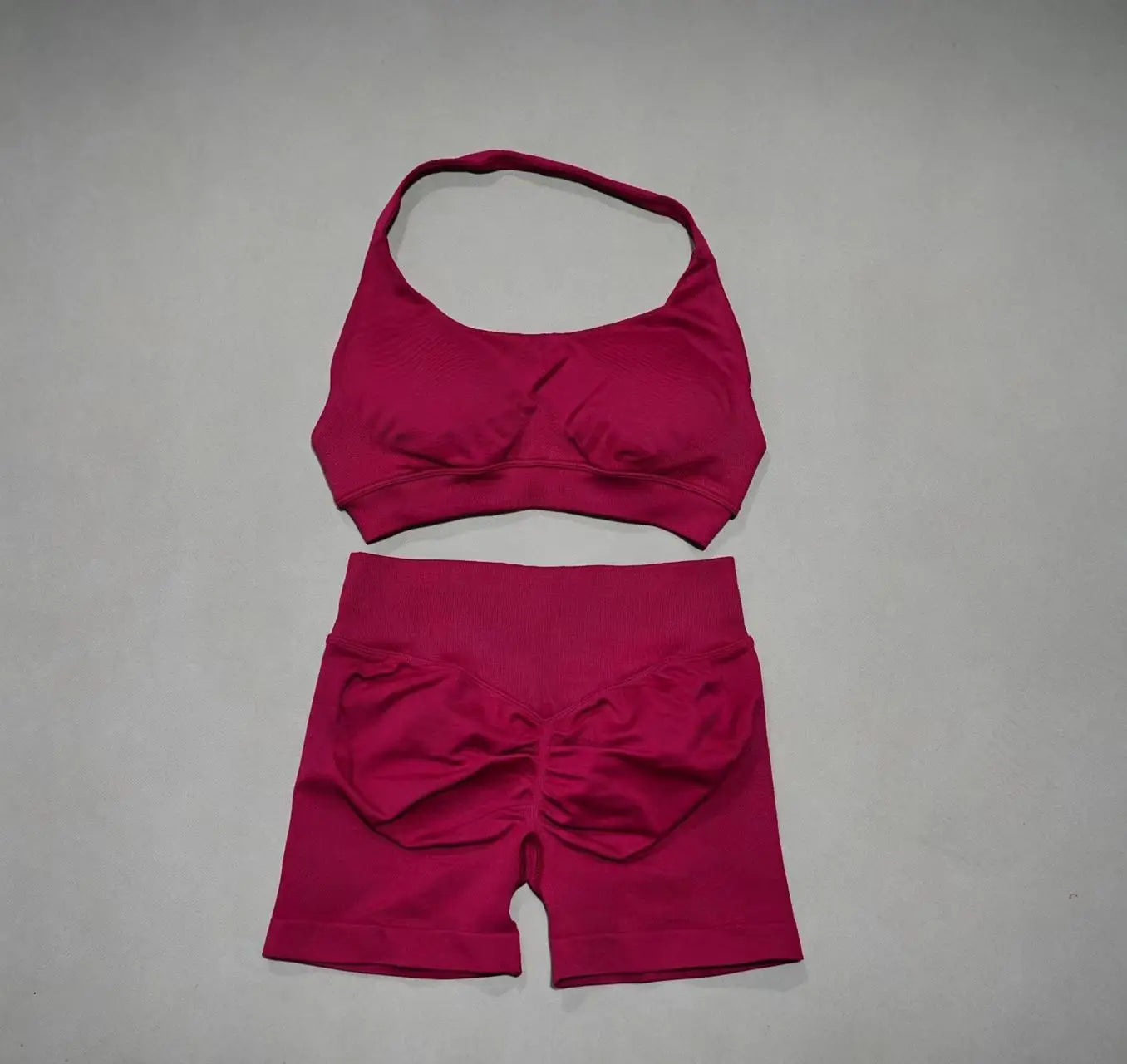 Women's Twist Halter Bra And Shorts Yoga Set