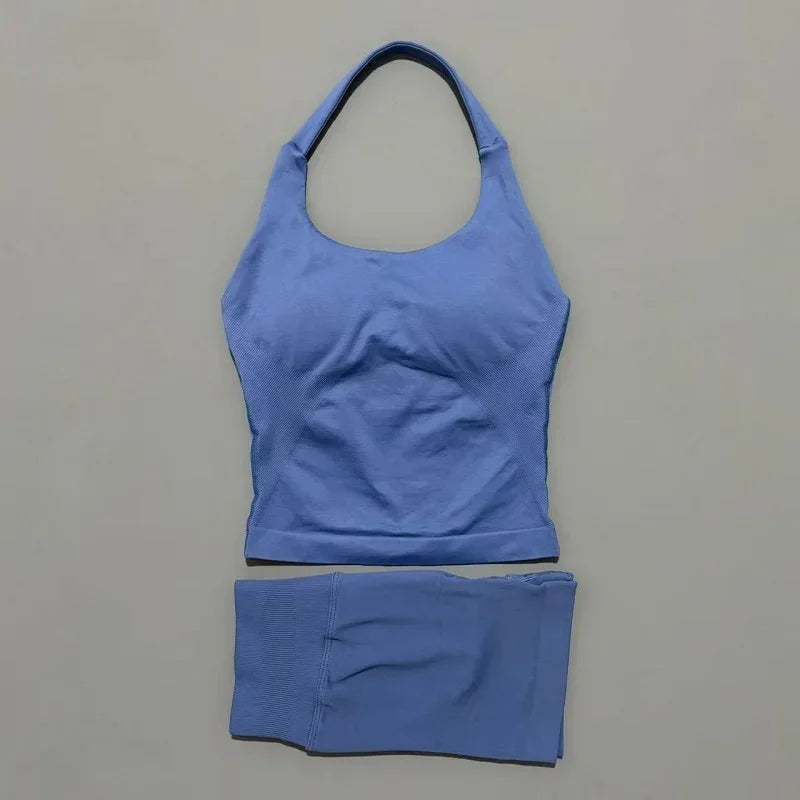 Women's Halter Tank And Shorts Yoga Set For Workout Outfits