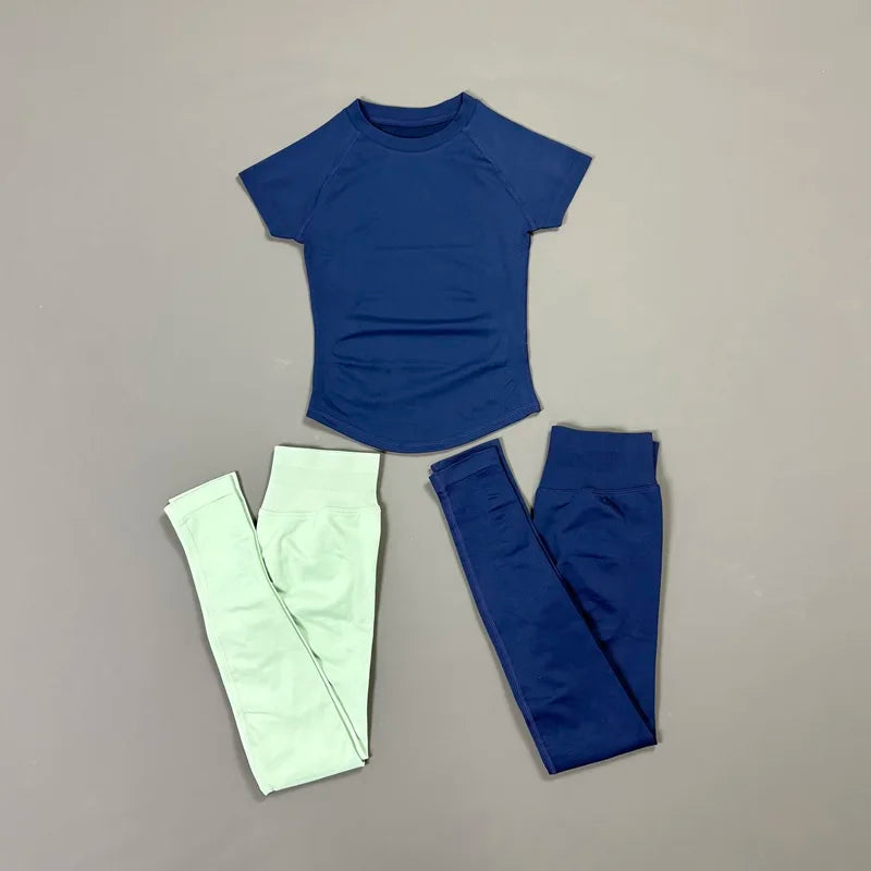 Women's Tee And Leggings Yoga Set For Workout Outfits