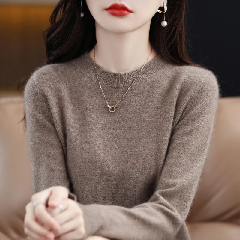 Women's Crew Neck Long Sleeve Sweater Casual Knit Layer
