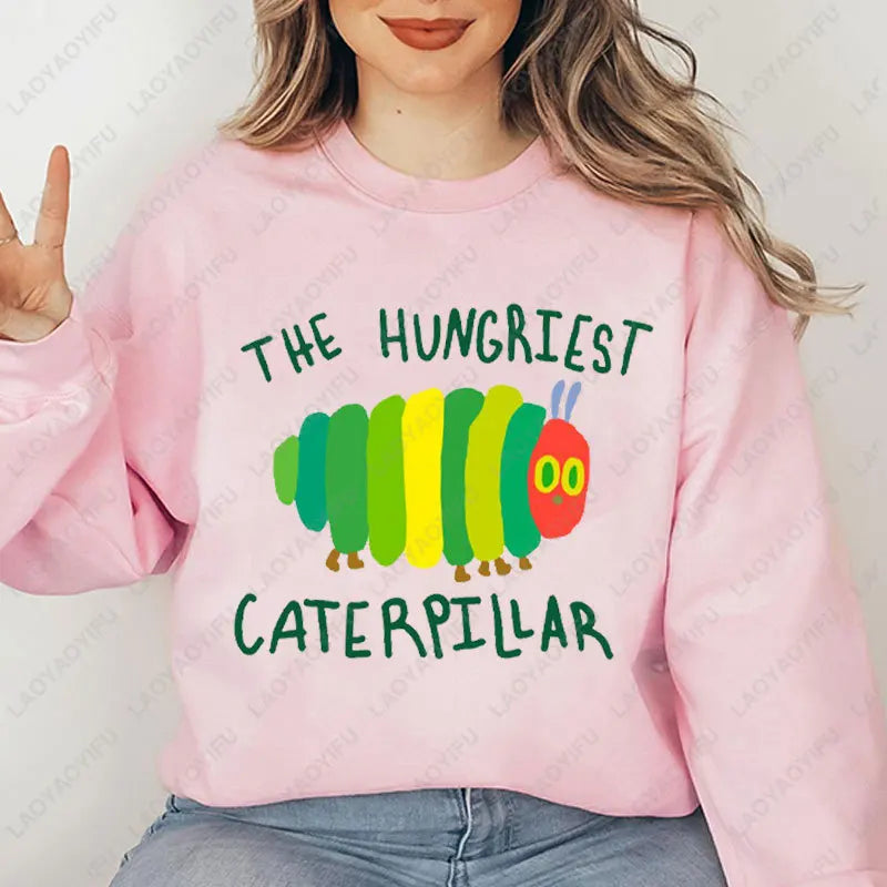 Caterpillar Graphic Long Sleeve Pullover Casual Sweatshirt for Layering