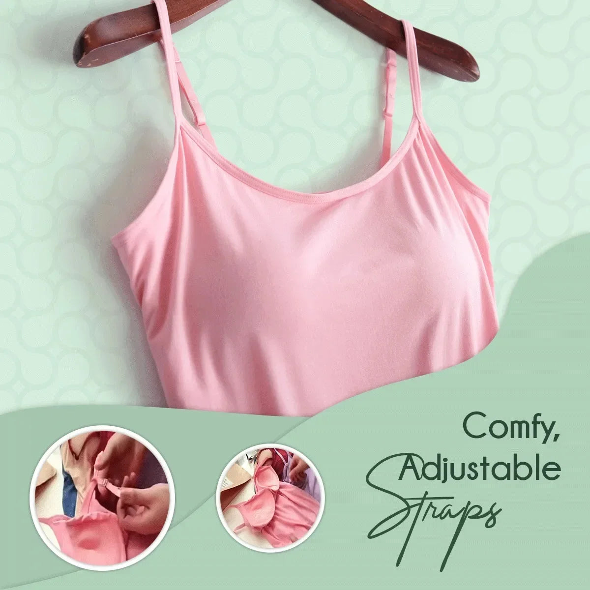 Women's Scoop Neck Camisole with a Built-In Bra and Thin Straps