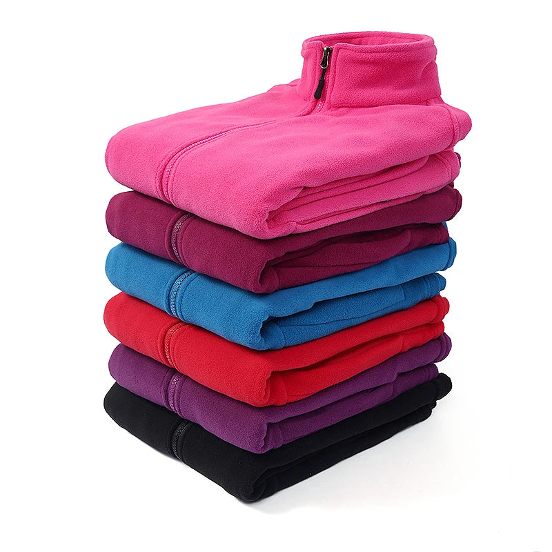 Long Sleeve Full Zip Fleece Outdoor Jacket with Pockets