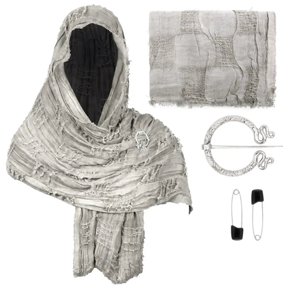 Hooded Textured Draped Cowl Scarf for Layering over Outfits