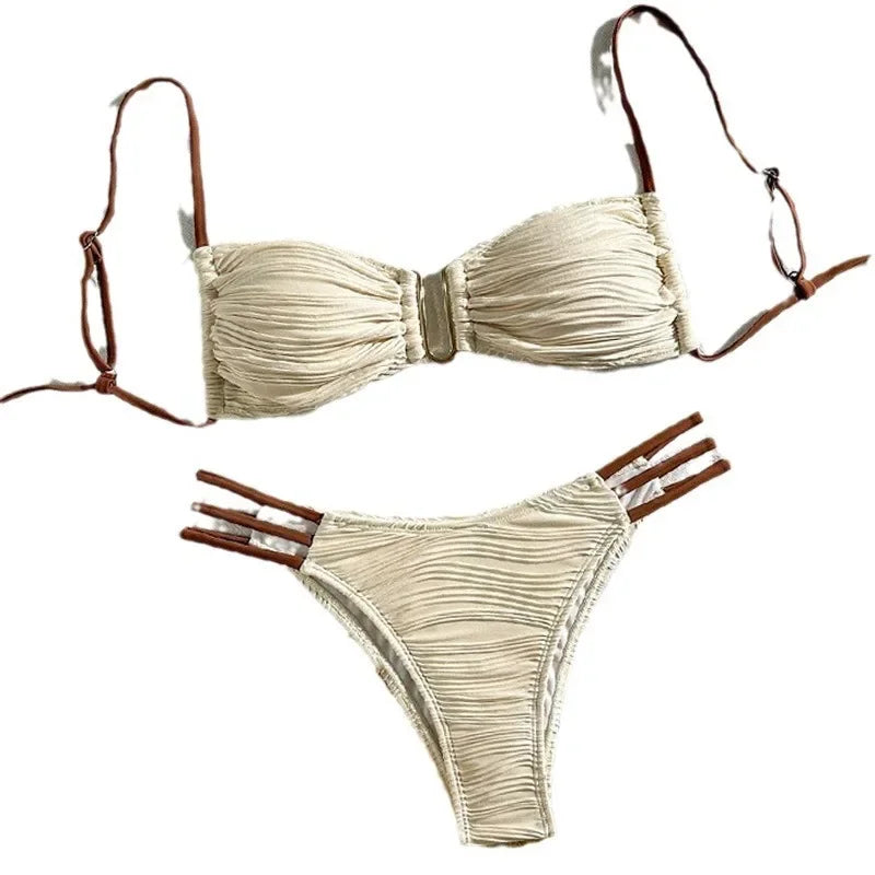 Striped Ruched Bikini