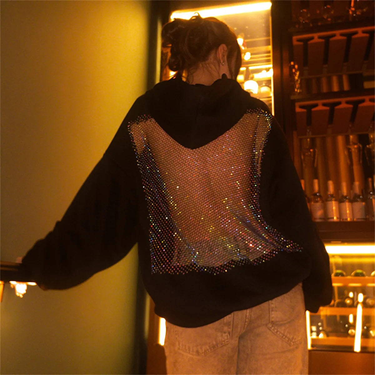 Sheer Mesh Long Sleeve Pullover Casual Hoodie for Layering