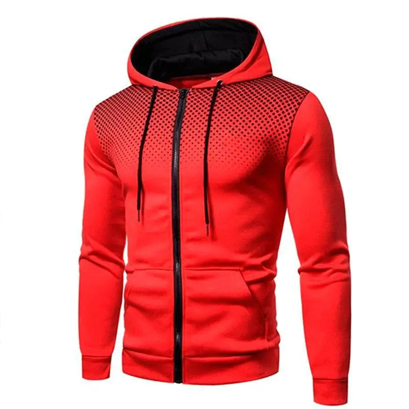 Men's Zip-Front Drawstring Hooded Casual Jacket