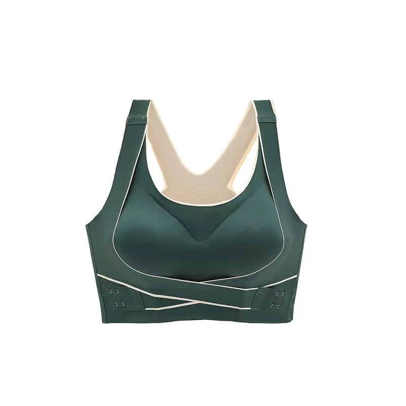 Women's Side Clasp Scoop Neck Cutout Back Sports Bra