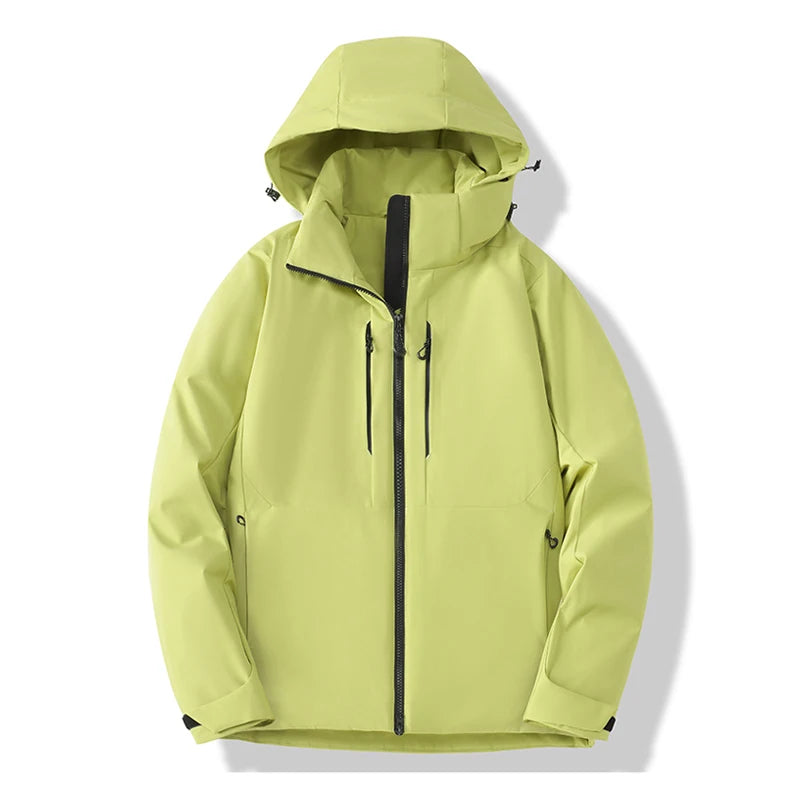 Hooded Long Sleeve Full Zip Outdoor Hiking Jacket with Pockets