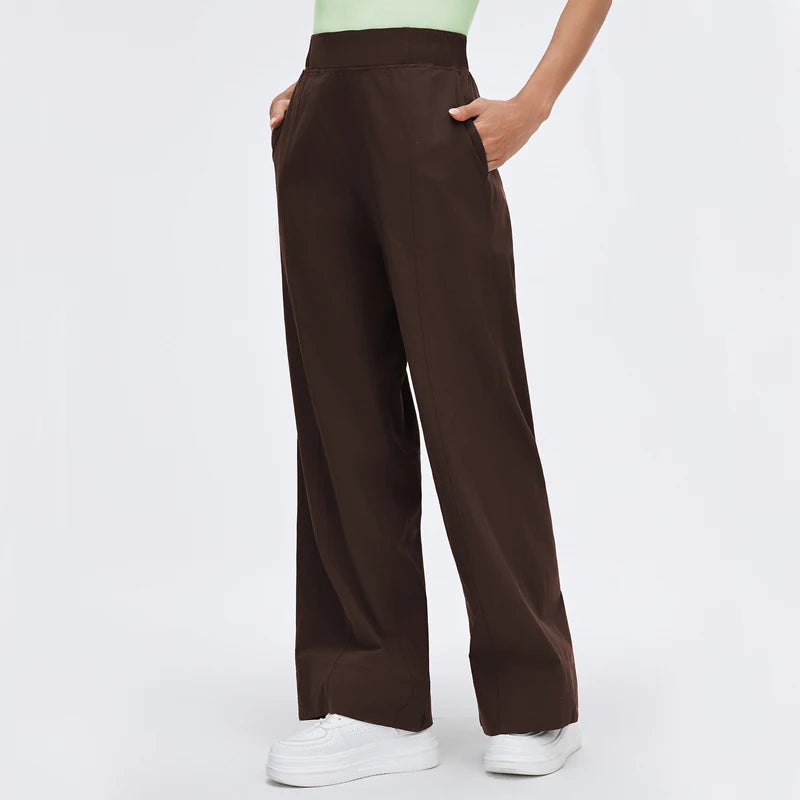 Women's High Waist Nylon Blend Cropped Wide Leg Pants for Yoga