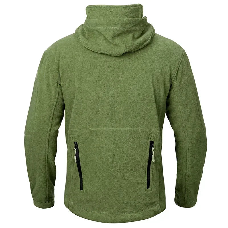 Winter Hunting Fleece Jacket Men Warm Polar Outdoor Hoodie Jacket Multi-Pocket Casual Full Zip Sport Hiking Coat