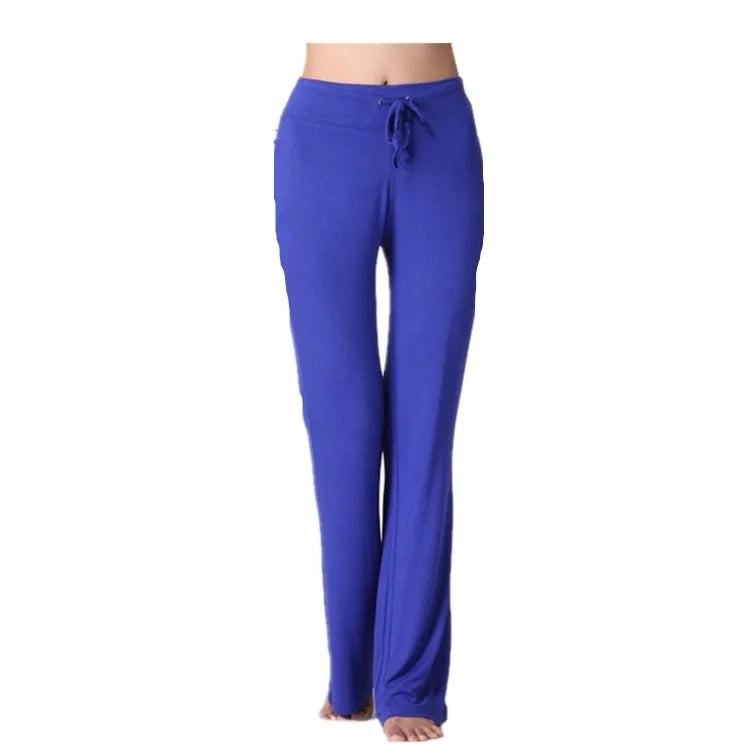 Women's Drawstring Waist Flared Pants with Pockets for Yoga and Casual Wear