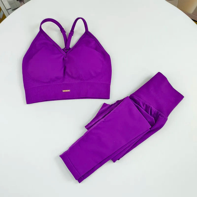 Women's Cross Back Bra And Leggings Yoga Set