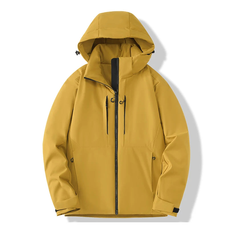 Hooded Long Sleeve Full Zip Outdoor Hiking Jacket with Pockets