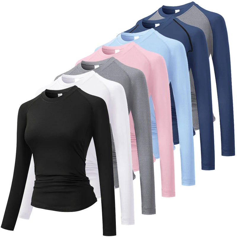 Fitted Crew Neck Long Sleeve Compression T Shirt