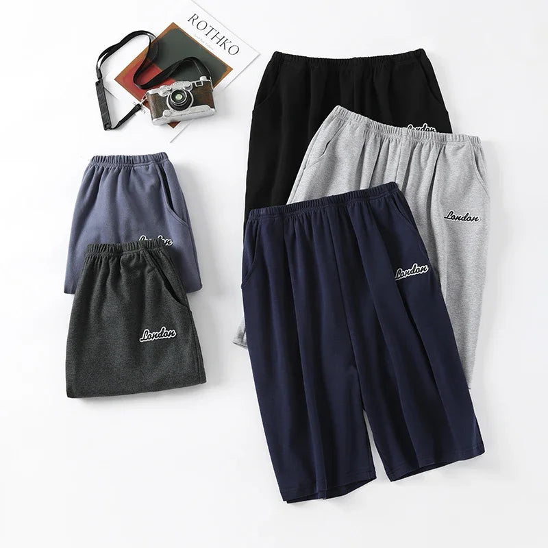 Men's Solid Elastic Waist Pocket Lounge Sleep Shorts with Style Options
