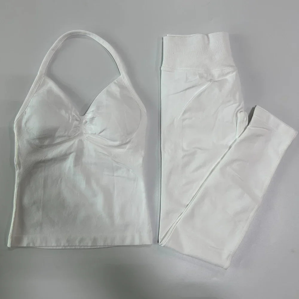 Women's Thin Strap Tank And Leggings Yoga Set