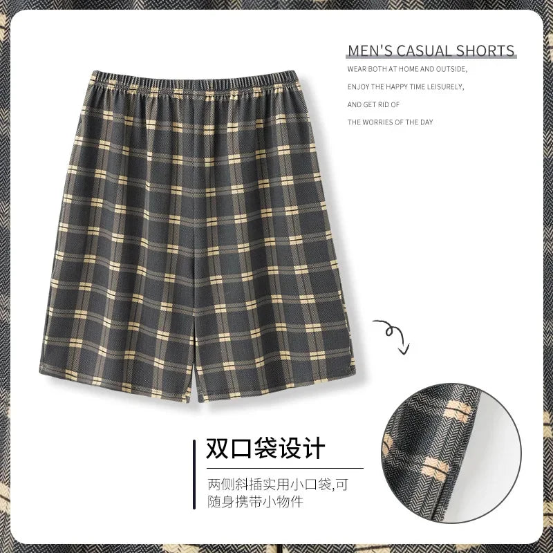 Men's Solid Elastic Waist Pocket Lounge Sleep Shorts with Style Options