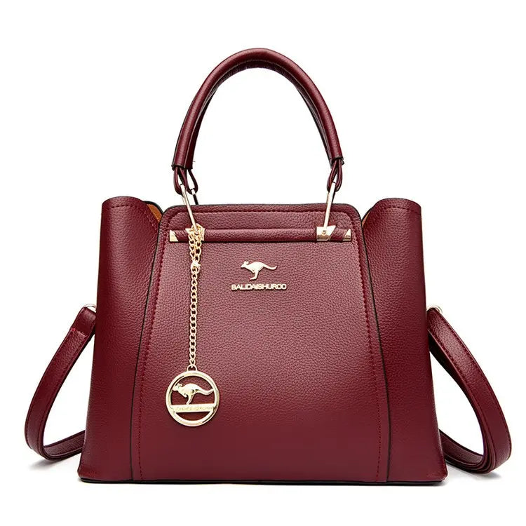 Women's Structured Shoulder Handbag with Pendant and Adjustable Crossbody Strap