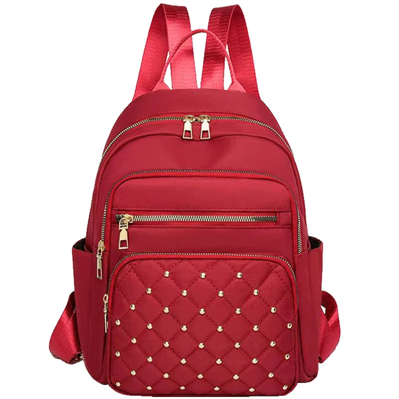 Quilted Front Backpack with Stud Details and Adjustable Shoulder Carry Straps