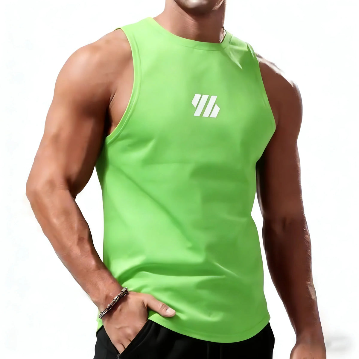Men's High Neck Sleeveless Gym Tank Top