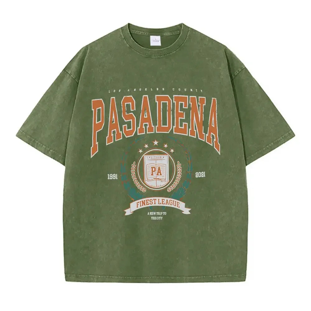 Summer Unisex Washed Cotton T-shirt with Fashionable Design and Printed Top Loose and Worn Round Neck Streetwear