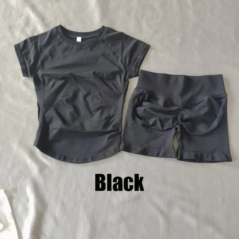 Women's Tee And Shorts Yoga Set For Workout Outfits