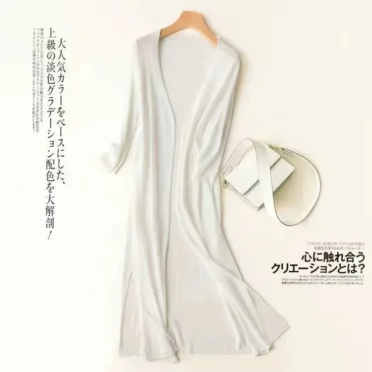Women's Long Open Front Knit Cardigan Casual Knit Layer