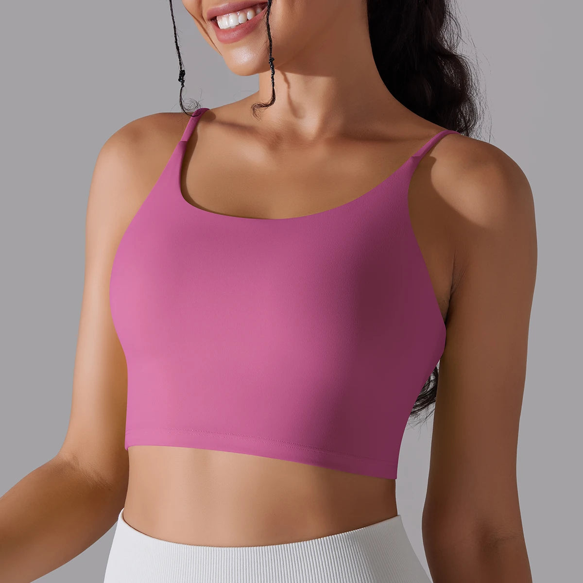 Women's Nylon Blend Sports Bra with Double Back Straps and Padding