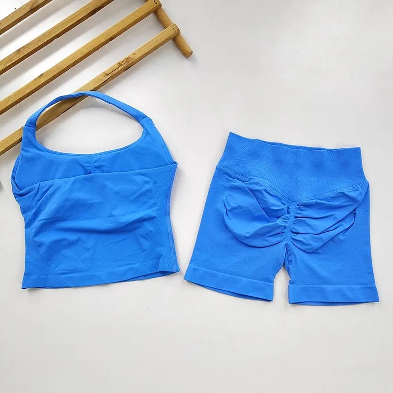 Women's Halter Tank And Shorts Yoga Set For Workout Outfits