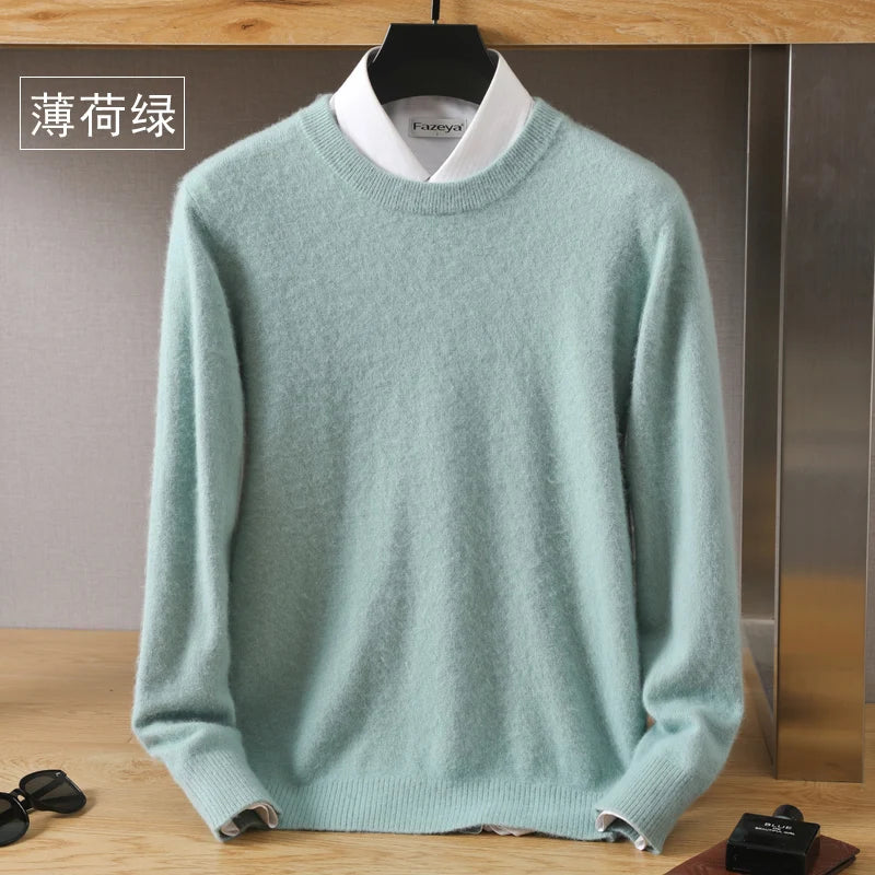 Men's Plain Crew Neck Long Sleeve Knit Sweater