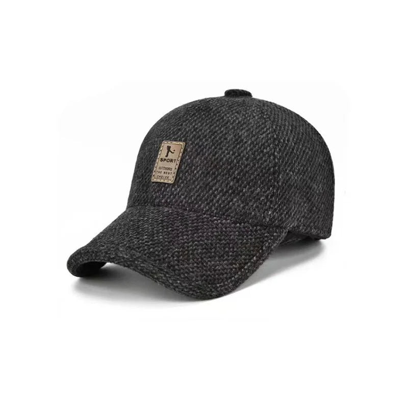 Textured Baseball Cap with Fold Down Ear Cover Panels