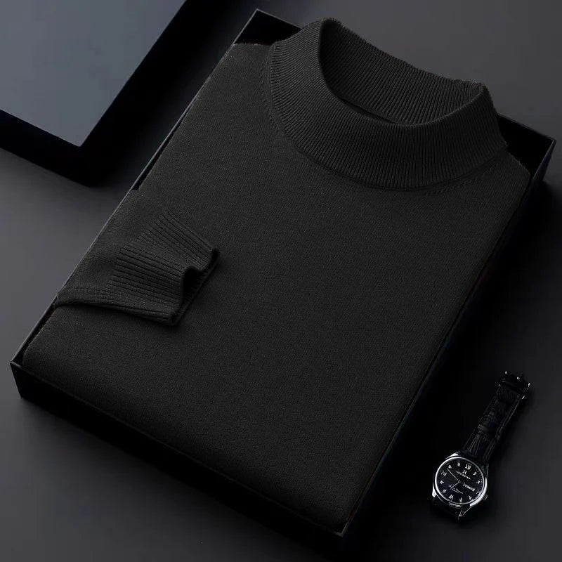 Men's Mock Neck Long Sleeve Knit Sweater