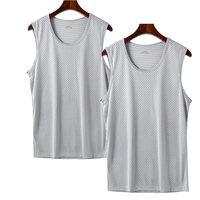 Men Ice Silk Mesh Sports Vest Breathable Quick Dry Sleeveless Riding Running Training Top