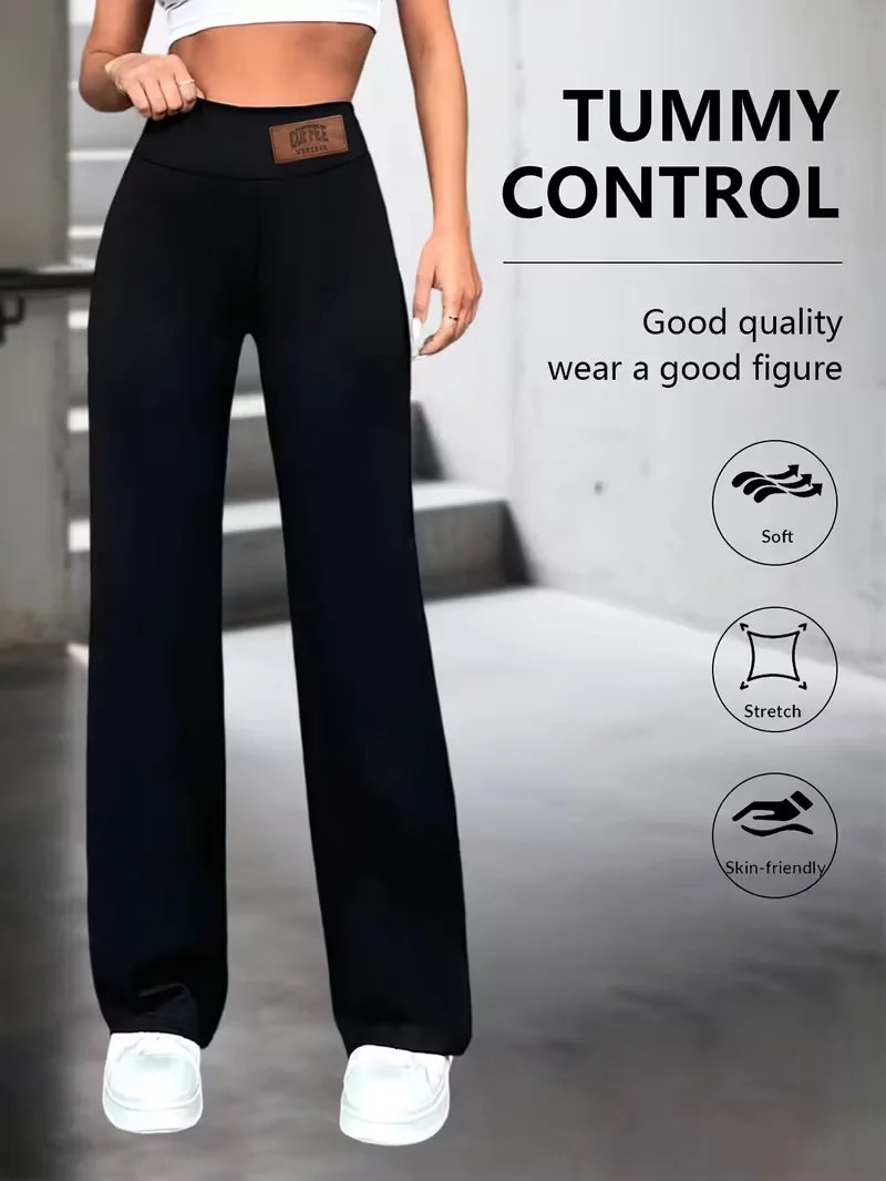 Women's Plain High Waist Flared Leg Casual Pants