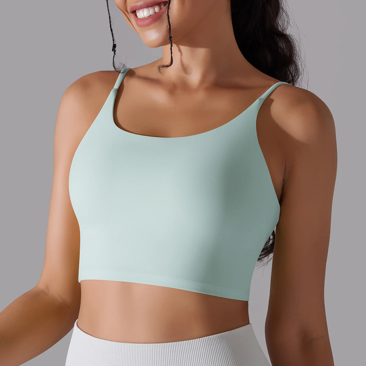 Women's Nylon Blend Sports Bra with Double Back Straps and Padding