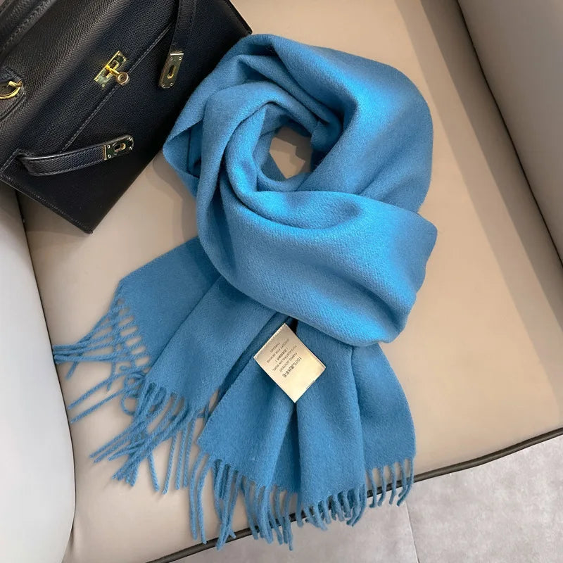 Solid Long Fringed Scarf for Neck and Wrap Styling